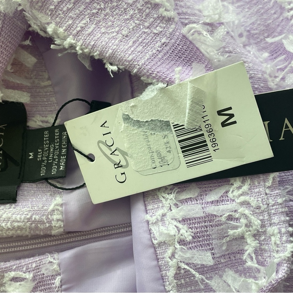 Gracia Lilac Textured High Waist Shorts NWT - Picture 3 of 3